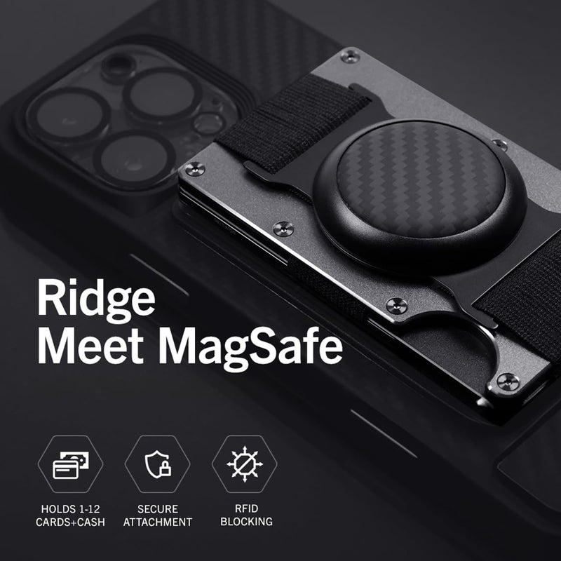 The Ridge محافظ ريدج للرجال متوافقة مع ماغسيف - محفظة مدمجة نحيفة وعصرية وحامل بطاقات، محفظة جيب محمية بتقنية RFID للرجال مع حزام نقدي مدمج (رمادي غامق) - Image 2